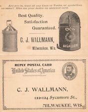 LP85 Pioneer Advertising Wallmann Gas Oil Tanks Milwaukee WI  1896  Postal Card picture