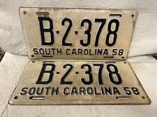 Vintage 1958 South Carolina License Plate Pair picture
