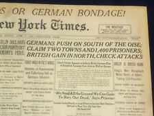1918 APRIL 8 NEW YORK TIMES - GERMANS PUSH ON SOUTH OF THE OISE - NT 8205 picture