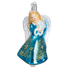 Old World Christmas GLISTENING SNOWFLAKE ANGEL  (10202) Glass Ornament w/Box picture