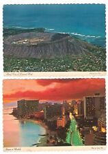 2x Post Card 1969 Dexter Supreme Sunset at Waikiki & Aerial View Diamond Head picture