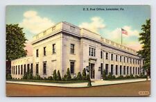 Linen Postcard Lancaster PA Pennsylvania US Post Office Building picture