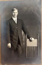 RPPC Handsome Confident Young Man Antique Real Photo Postcard c1910 picture