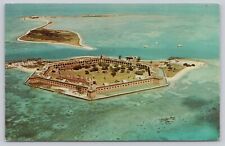 Vintage Postcard Aerial View Fort Jefferson Shark Island Key West, Florida picture