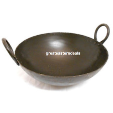 pure LOHA iron kadhai saucepan pan used in traditional Indian cooking 8 inches picture