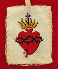 Vintage French SACRED HEART OF JESUS Scapular Badge Catholic VIRGIN MARY Detente picture