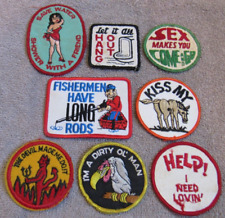Vintage 1970's 1980's 8 PATCH LOT Funny Novelty SEW-ON Embroidered picture
