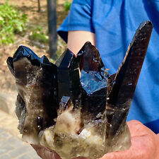 3.14LB Natural Beautiful Black Quartz Crystal Cluster Mineral Specimen.  picture