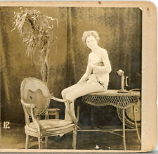 RISQUE, Victorian Lady Posing Sitting on a Table--Stereoview G1 picture