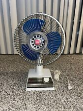VTG KDK Blue Blade 3 Speed White Automatic Oscillating Table Fan - Made in Japan picture