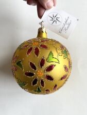 Christopher Radko Holiday Sparkle Poinsettia Round Ball 1996 Christmas Ornament picture