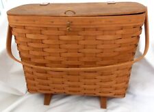 Longaberger Vintage 1989 Dark brown footed magazine basket with attached lid EUC picture