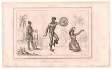 1836 Rienzi HAWAII engraving~ Danseur et Danseuse ~ Native Hawaiian HULA Dancers picture