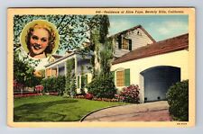 Beverly Hills CA-California, Residence Of Alice Faye, Antique, Vintage Postcard picture