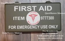 U.S. WWII Vehicle First Aid Kit, Version 1, Stencil Set, Vinyl Stencils picture