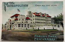 1916 NJ Postcard Asbury Park The Metropolitan Hotel Monmouth Cty large letters picture