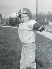 NF Photograph 1957 Boy Throwing Football Front Yard picture