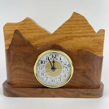 Hand Carved Wooden Quartz Clock with mountain Design Ridgeway Colorado picture
