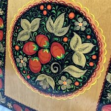 Vintage Khokhloma Hand Painted Wooden Cutting Board USSR Russian Folk Art  picture