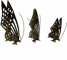 Vintage Brass Butterfly Wall Hanging Home Décor Mid Century MCM Set of 3 Sizes picture