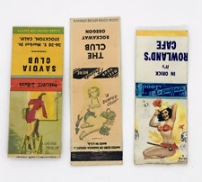 3 Vintage Pinup Matchbook Covers Savoia Club, The Club, Rowland's Cafe, Sexist picture