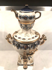 Teapot Hand Painted VTG Souvenir Samovar GZHEL USSR Porcelain Figurine With  picture