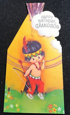 (C116) Vintage Grandson Greeting Card - Little Indian Boy & Te-pee 1950's unused picture