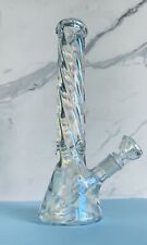12 Inch Iridescent Bong Hookah Water Pipe Classic  Smoking Beaker Base Glass picture