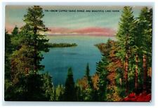 c1930's Snow Capped Tahoe Range And Beautiful Lake Tahoe California CA Postcard picture