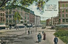 WORCESTER MA - Front Street from Common Looking Toward Station Postcard - 1914 picture