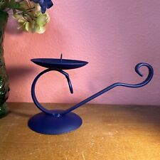 Metal Candle Holder Vintage In Navy Blue picture