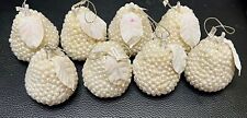 Vintage Beaded Pearl Christmas Ornaments - Set of 8 Pears picture