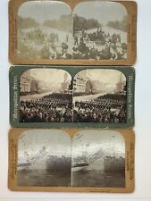 (3) 1898-1905 Sterioview Cards: McKinley, Teddy Roosevelt Inaugural, Old Glory picture