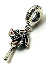 Pinwheel Red White & Blue All Americans Stars Stripes Pandora Charm Bead w/pouch picture
