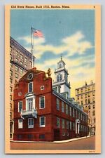 Vintage Linen Postcard Old State House Built 1713 Boston Massachusetts (Unused) picture