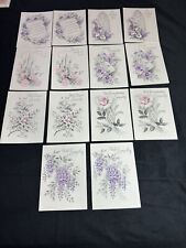 Lot Vintage Sympathy Cards Embossed Silver Pastel Flowers Religious Quality Ques picture