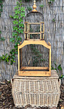Bird Cage Victorian Octagonal Domed Wooden & Wire Vintage Country Antique Style picture