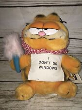 Vtg Garfield Cat Cleaning Duster  I Don’t Do Windows W/tags  Plush Toy Rare picture
