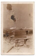 PC41 US Mexico Border War Battle School House Bullet Hole Desk Postcard RPPC picture