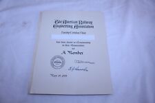 Membership Certificate The American Railway Engineering Association 1953 Vintage picture