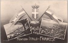 1910s EUROPE France-Italy Border Postcard SALUTI della FRONTIERA ITALO-FRANCESE picture
