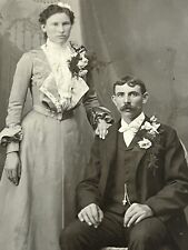 c1890s Beautiful Victorian Lady Couple Cabinet Card Photo Fancy Clothing Cross picture