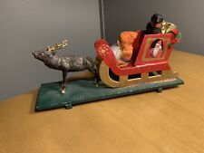 Antique Composition German Belsnickle/Sled W/Reindeer Mounted On Wood Board picture