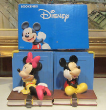 Walt Disney Mickey & Minnie Mouse Figurine Bookends Retro Vintage Colorful Pair picture