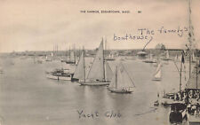 HARBOR SHOWING MANY BOATS & YACHT CLUB POSTCARD EDGARTOWN MA MASSACHUSETTS 1930s picture
