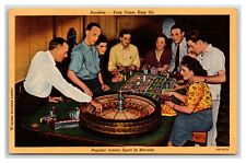 LAS VEGAS NEVADA NV ~ Gamblers Playing ROULETTE Unposted ~ LINEN UNP NICE picture