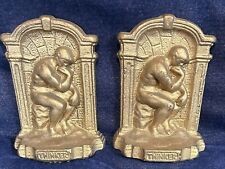 Antique Cast Iron Auguste Rodin’s “Thinker” Bookends Gold Color Nice picture