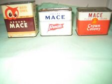 (3) Vtge Ground Mace Tins:  Red Owl 1.5 oz., Crown colony + French's 1 oz. Tins picture