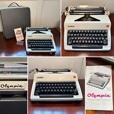 Vintage 1971 OLYMPIA SM8 White & Gray Typewriter w/Case Clean Working Condition picture