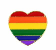 RAINBOW METAL FLAG HEART PIN BADGE Gay Lesbian  Diversity Pride LGBT Symbol UK picture